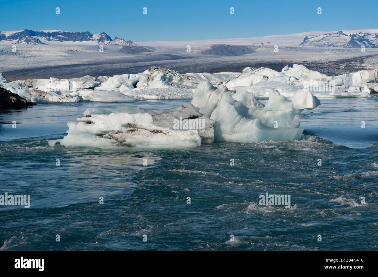 Islanda, lago glaciale di Jokulsarlon, Parco Nazionale di Vatnajokull, Foto Stock
