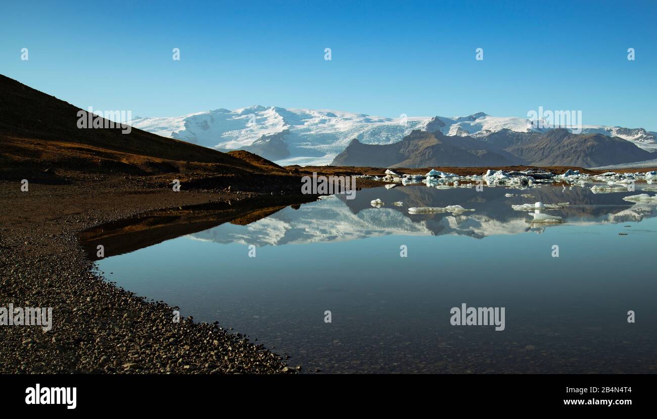 Islanda, Jökulsárlón, lago glaciale, Höfn, sud-est Foto Stock