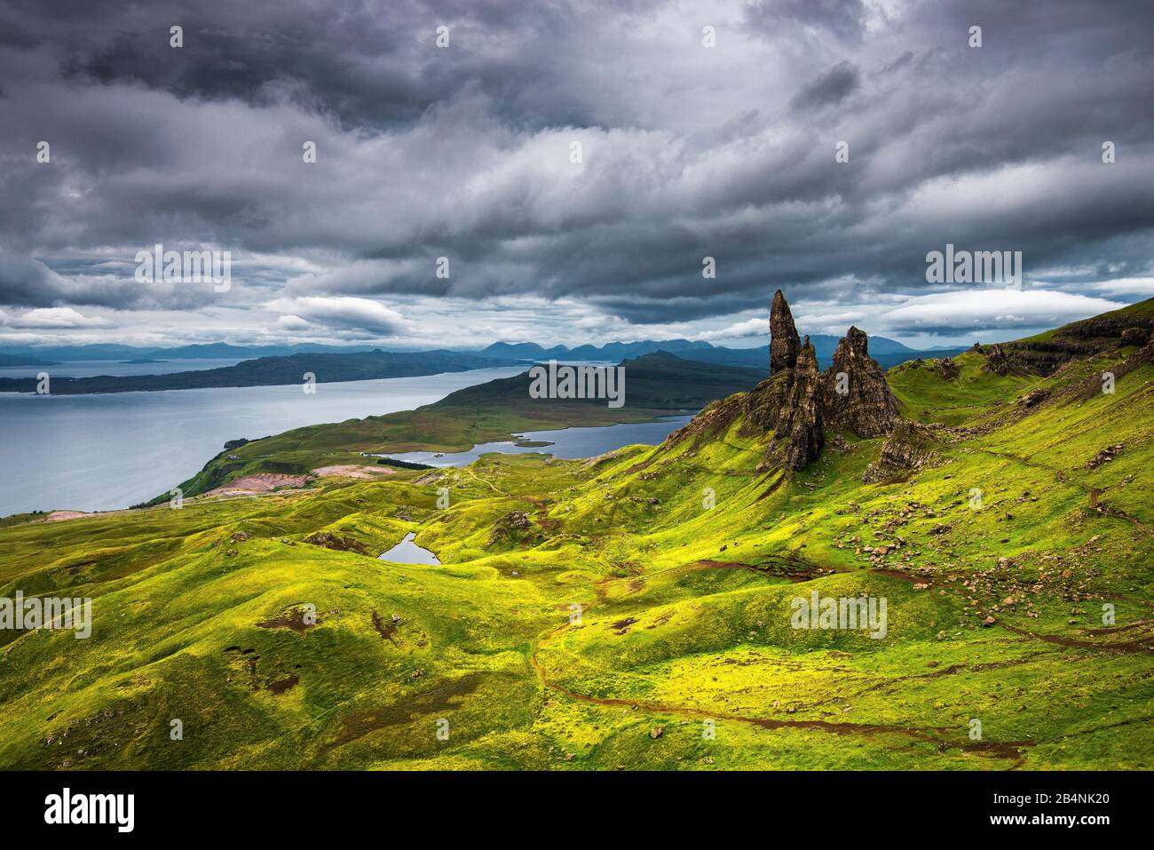 Il vecchio uomo di Storr, Isola di Skye in Scozia Foto Stock