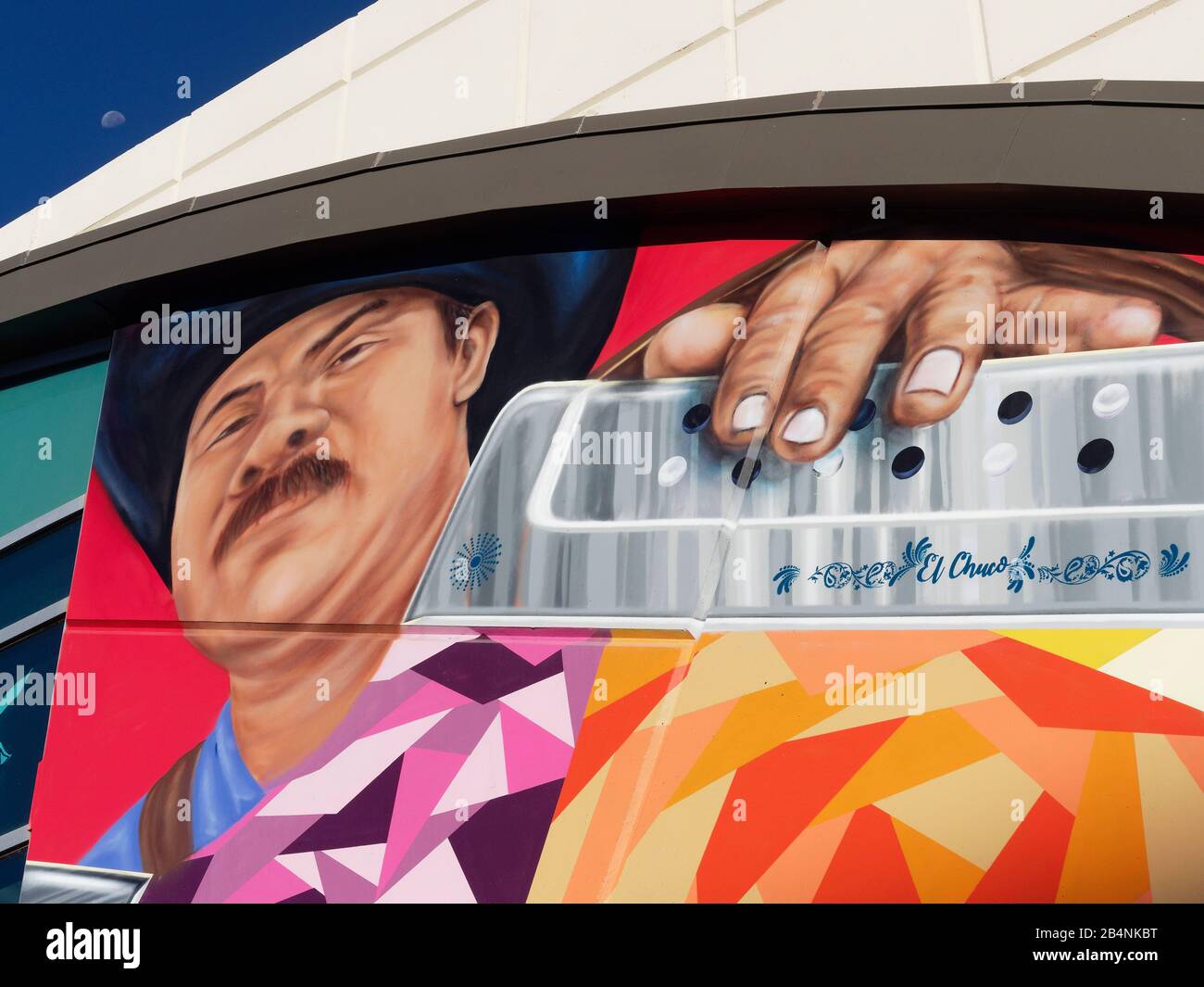 Murale di uomo ispanico con fisarmonica Foto Stock