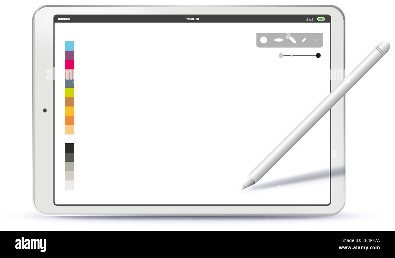 Disegno con Tablet PC e Pen Vector Illustration Illustrazione Vettoriale