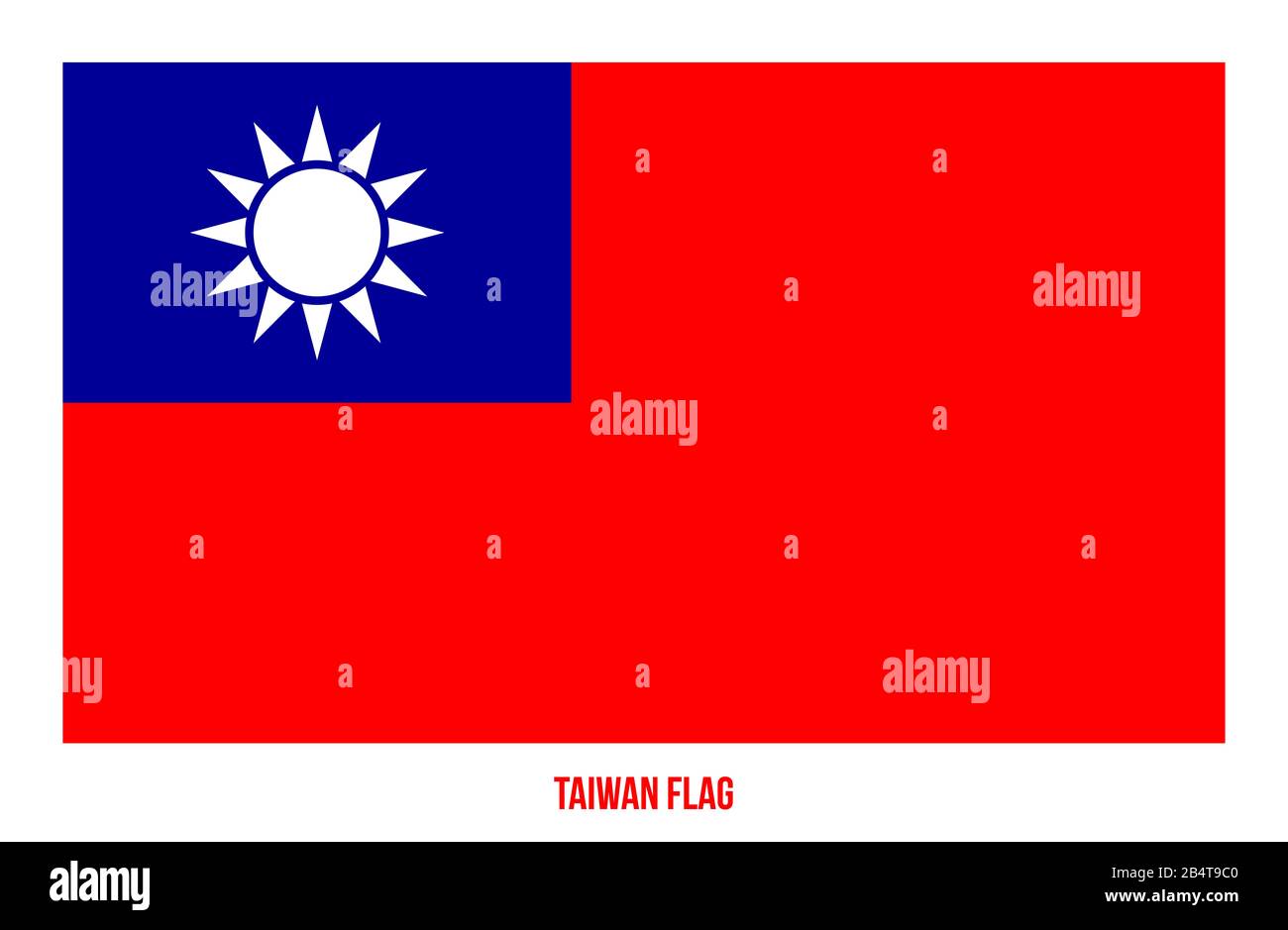 Illustrazione Vettore Bandiera Taiwan Su Sfondo Bianco. Bandiera Nazionale Di Taiwan. Foto Stock