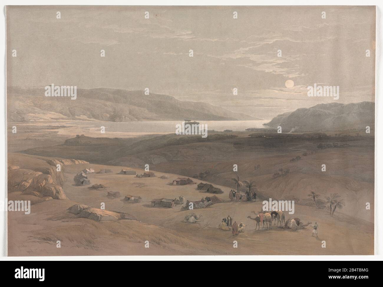 Gerico 1839, litografia a colori di David Roberts (1796-1864). Una ristampa in incisione di Louis Haghe è stata pubblicata in un libro 'The Holy Land, Syria, Idumea, Arabia, Egitto e Nubia. Nel 1855 da D. Appleton & Co., 346 & 348 Broadway a New York. Foto Stock