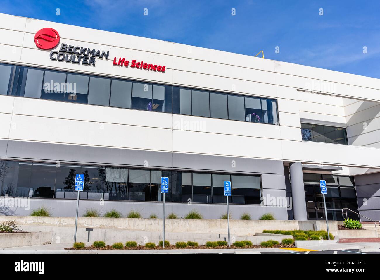 27 febbraio 2020 San Jose / CA / USA - Beckman Coulter Inc sede in Silicon Valley; Beckman Coulter sviluppa, produce e commercializza prodotti a. Foto Stock