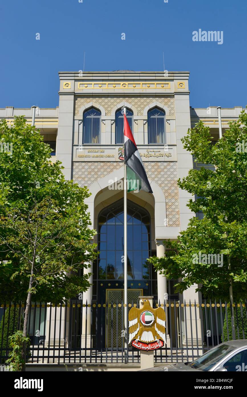 Botschaft, Vereinigte Arabische Emirate, Hiroshimastrasse,il Tiergarten, nel quartiere Mitte di Berlino, Deutschland Foto Stock