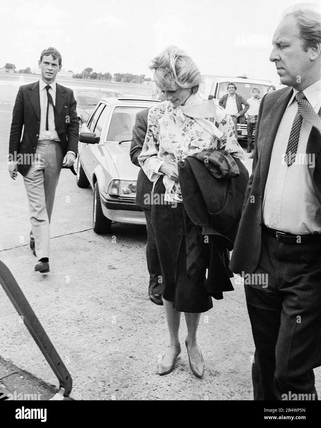 Diana Princess of Wales lascia l'aeroporto di Heathrow nel settembre 1983. Foto Stock