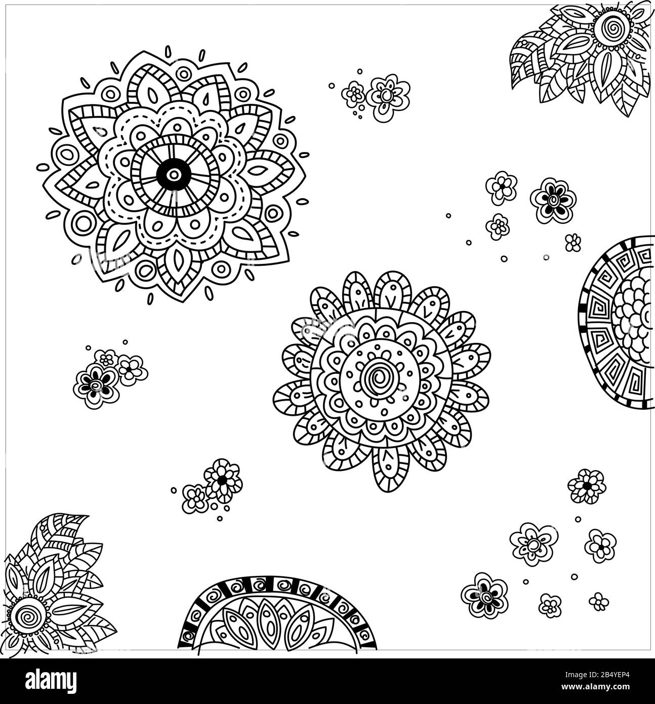 Set Di Disegni A Mano Mandala Fiori Angolo E Ornamento Laterale In Stile Etnico Orientale Elementi Decorativi Vintage Per Henne Yoga Mehendi Tatuaggio Immagine E Vettoriale Alamy