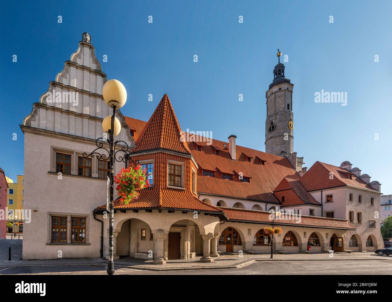 Ratusz (Municipio), 16th Secolo, Gotico-Rinascimentale, A Lwowek Slaski, Bassa Slesia, Polonia Foto Stock