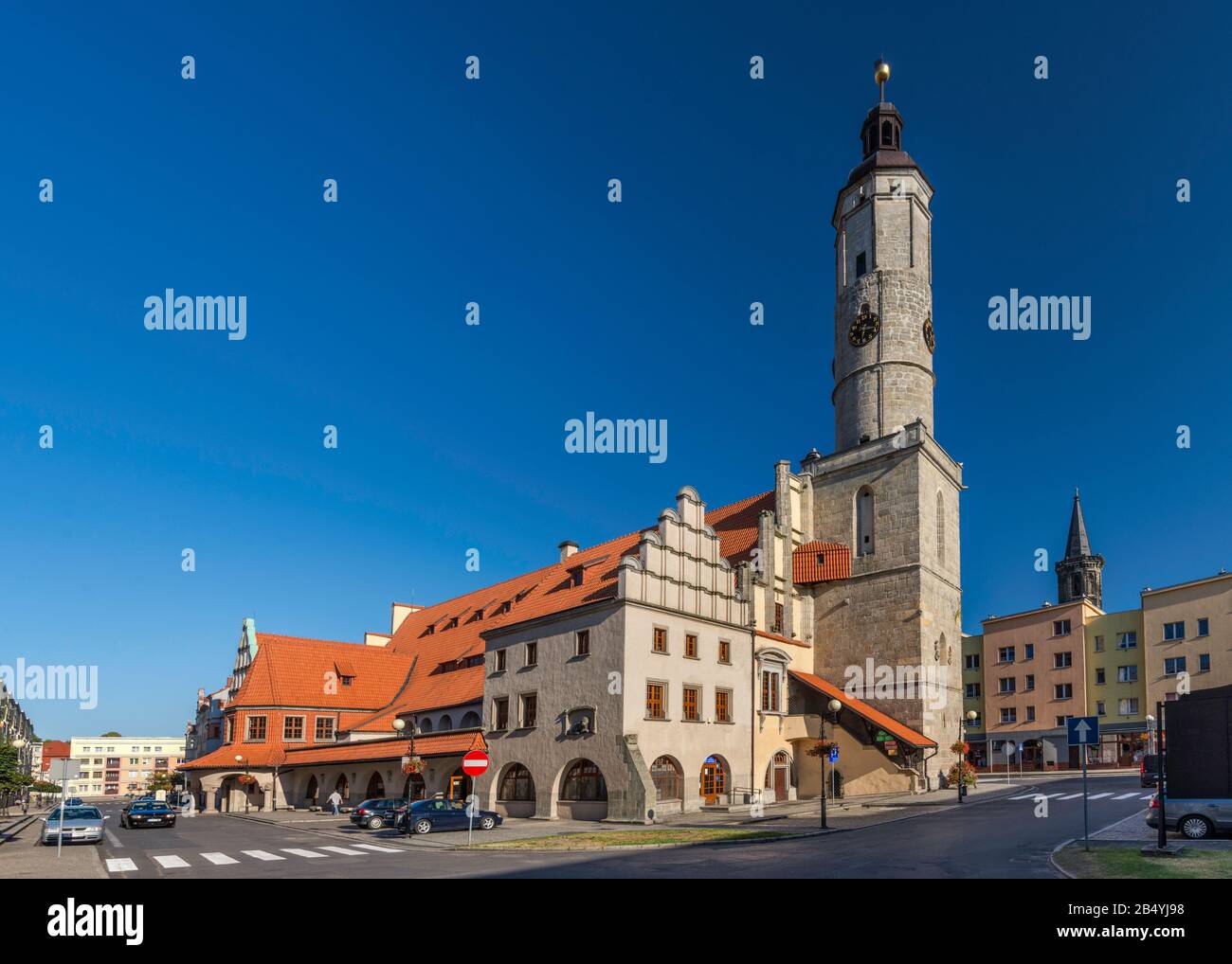 Ratusz (Municipio), 16th Secolo, Gotico-Rinascimentale, A Lwowek Slaski, Bassa Slesia, Polonia Foto Stock