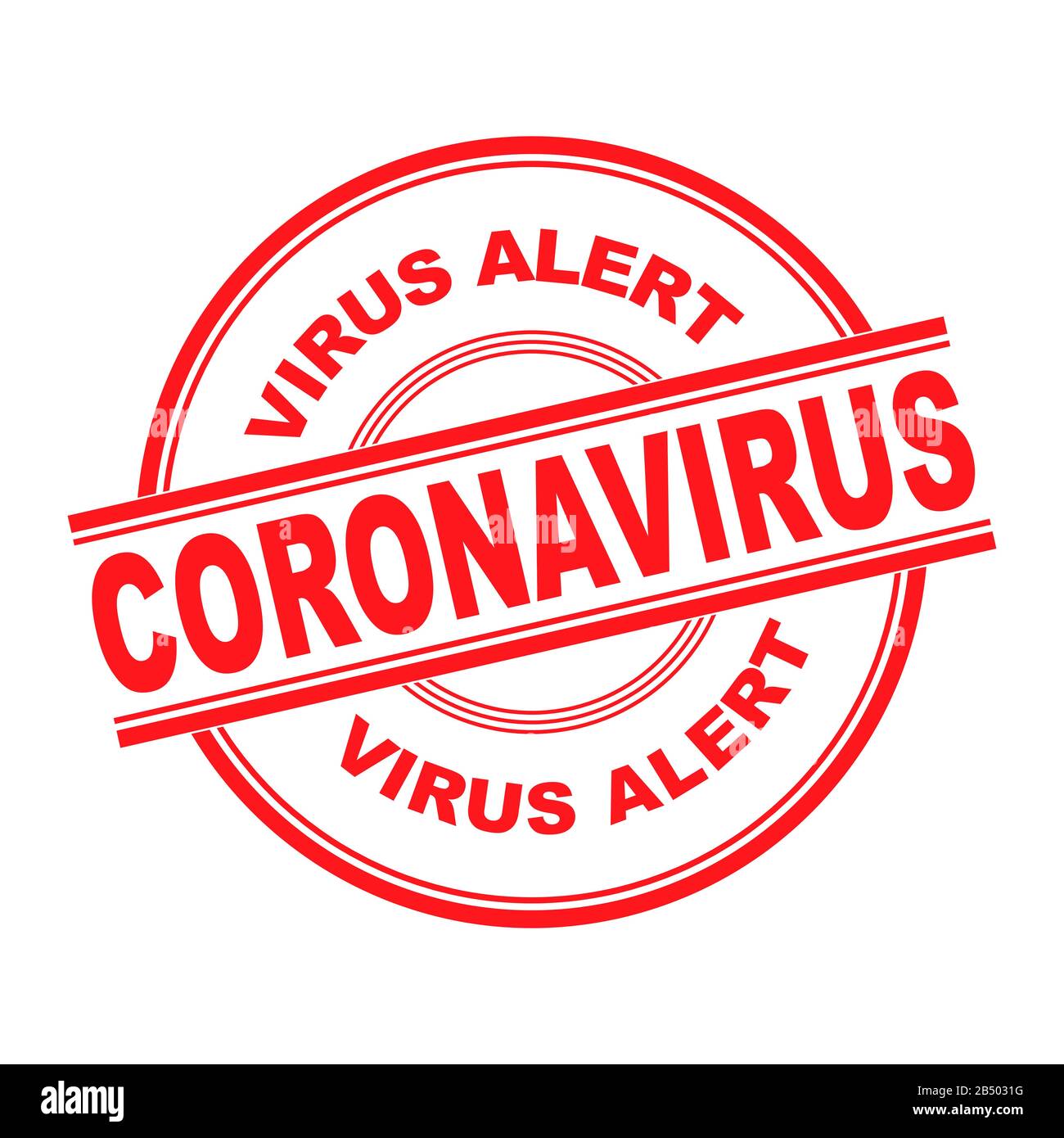 Coronavirus, logo del vettore di allarme virus, colore rosso Illustrazione Vettoriale