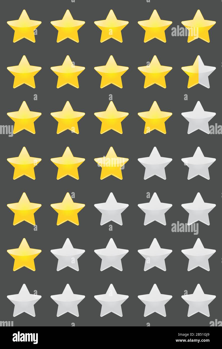 Classificazione Stelle su sfondo scuro - disegno vettoriale Illustrazione Vettoriale