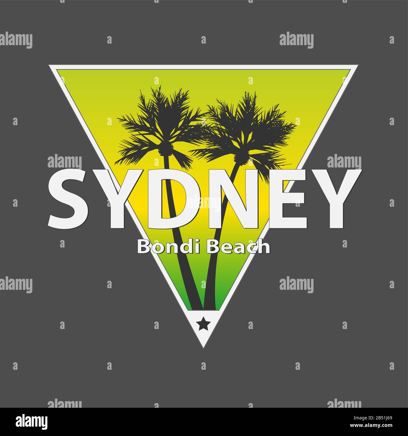 Illustrazione del design della t-shirt vettoriale Sydney bondi Palm Beach Illustrazione Vettoriale