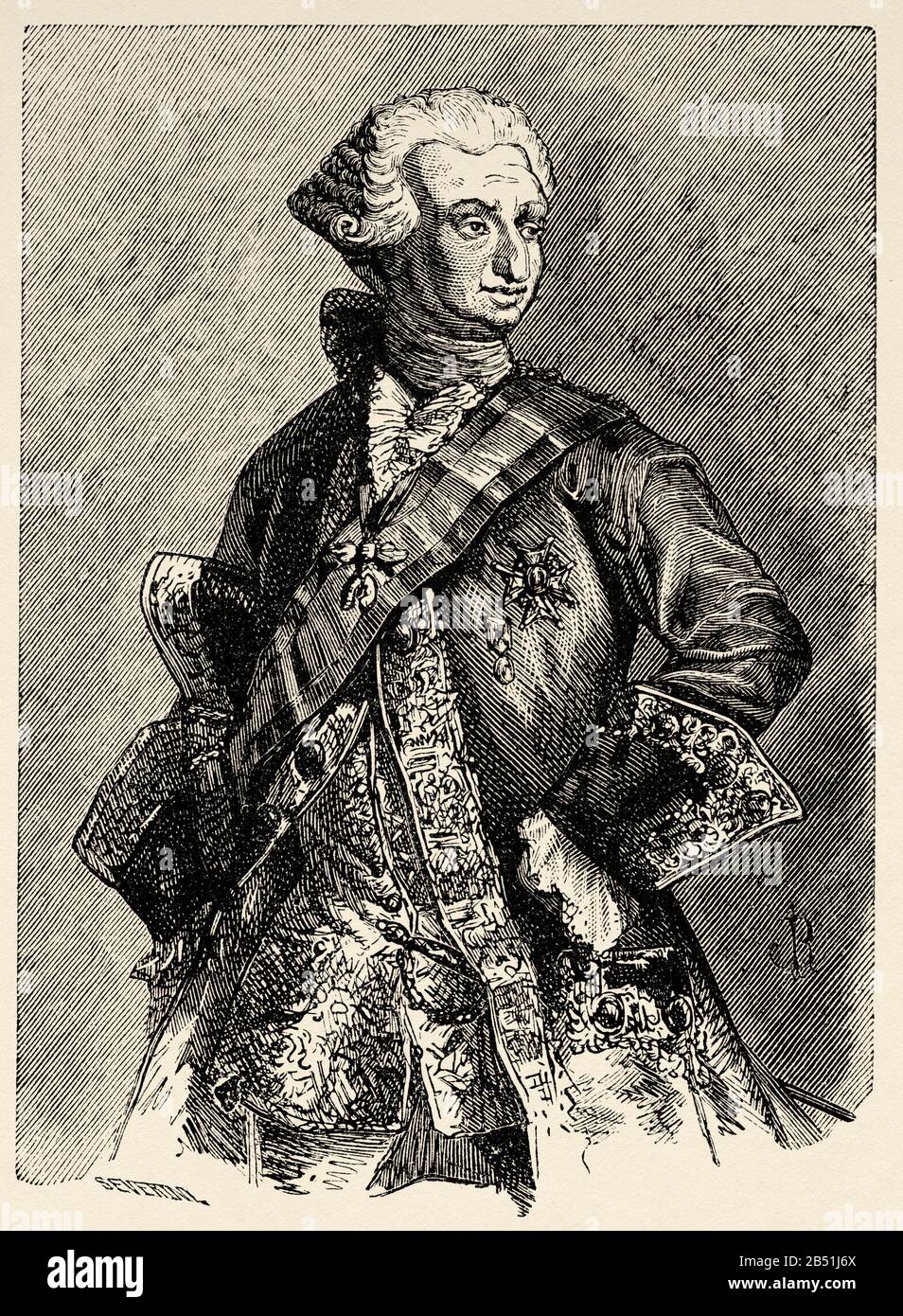 Ritratto di re Carlo III di Spagna, detto il politico o il miglior Sindaco di Madrid (Madrid 1716 - Madrid 1788), fu Duca di Parma e Plasencia Foto Stock