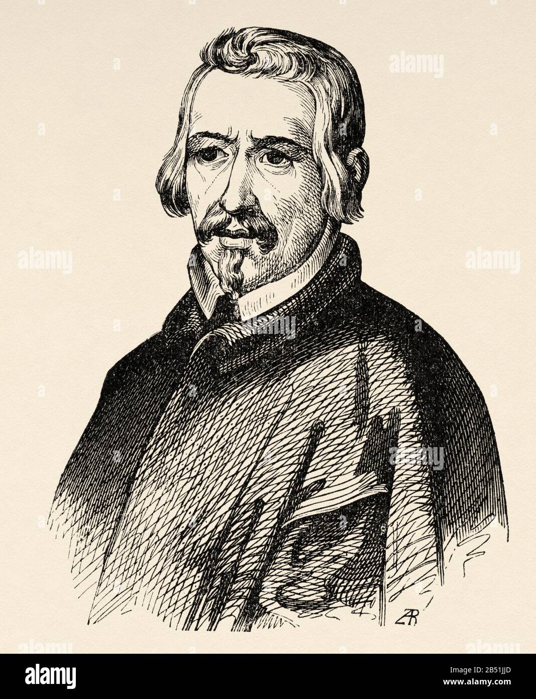 Ritratto Di Alonso Cano Almansa (Granada 1601-1667). Pittore, scultore e architetto spagnolo. Artista barocco in Spagna, scuola di pittura e Granada Foto Stock