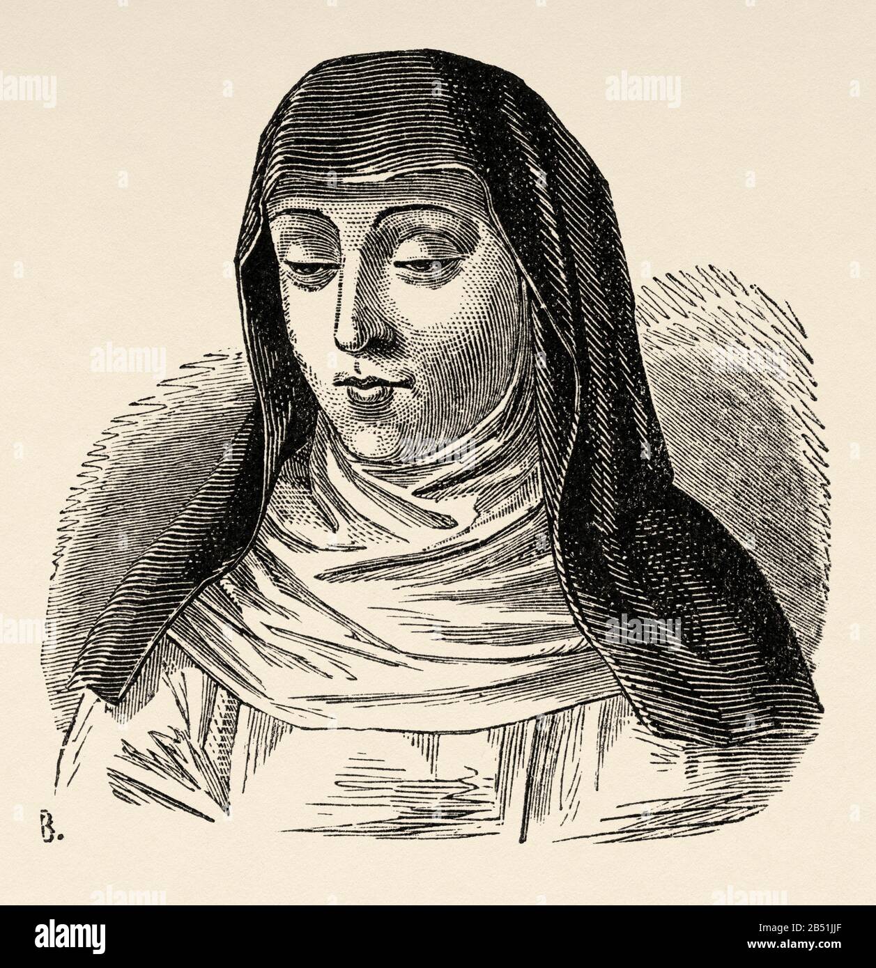 Ritratto di Santa Teresa di Gesù (Ávila 1515 - Alba de Tormes 1582). Nun, fondatore Dell'Ordine dei Carmelitani a piedi nudi. Ordine Di Nostra Signora del Monte Auto Foto Stock