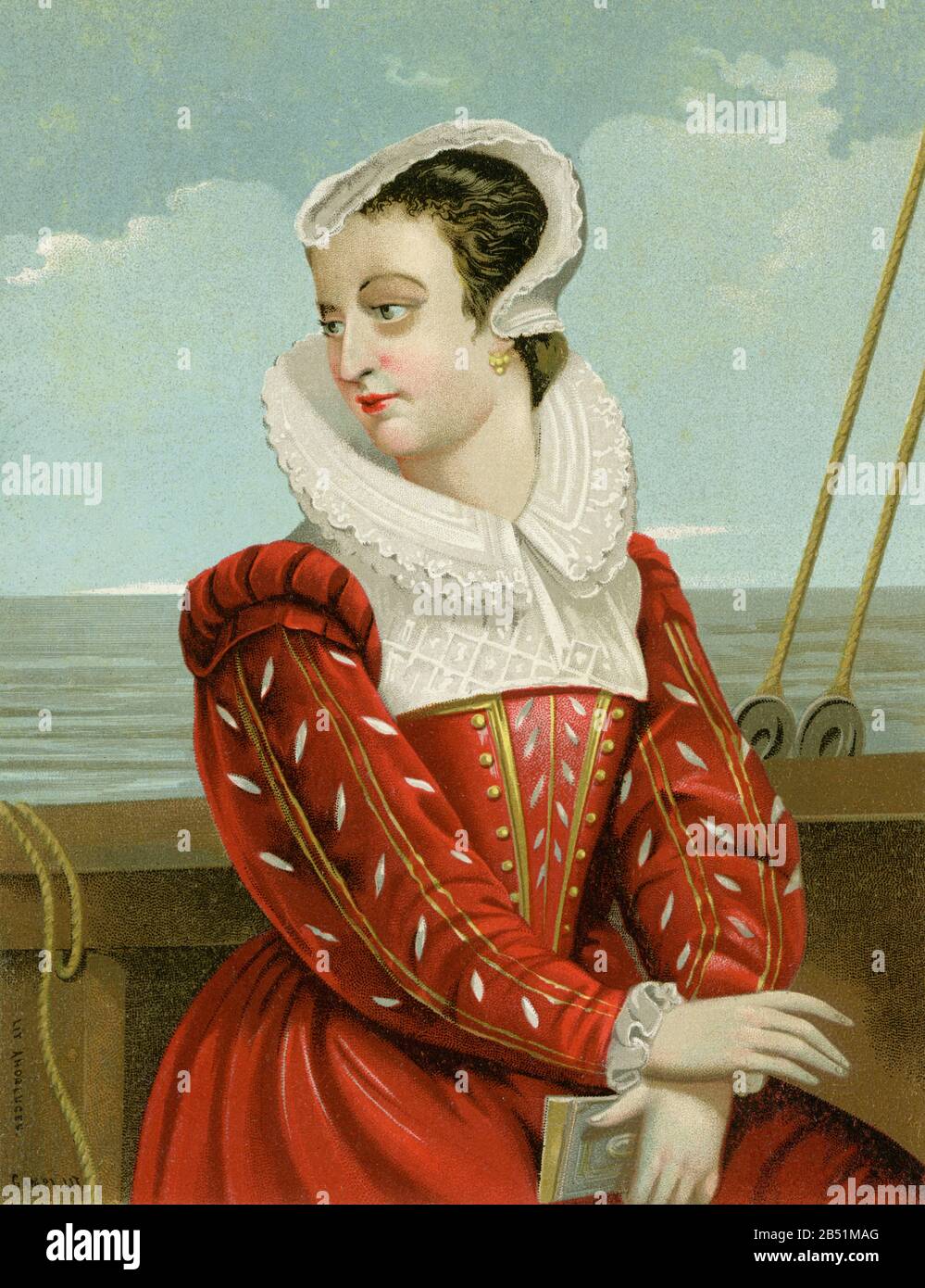 Vecchio ritratto litografico a colori. Mary i, Mary Stuart, Mary Stuart, Mary Stewart, Marie Steuart, era regina della Scozia. Regina consorte di Francia, sposata Foto Stock