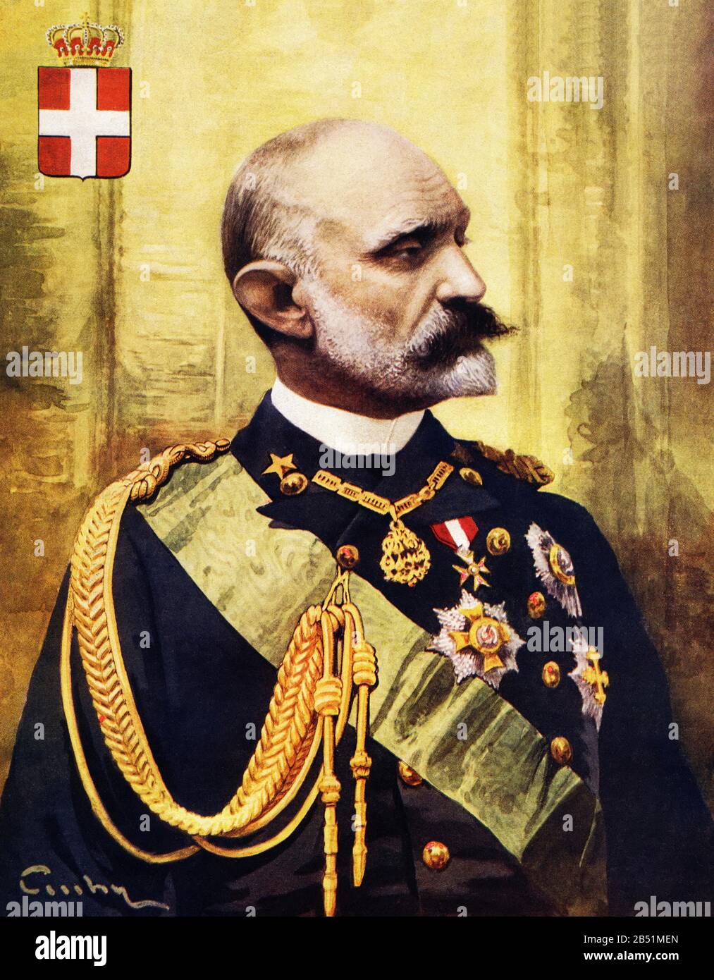 Ritratto a colori del Principe Tommaso di Savoia, II Duca di Genova. Tommaso Alberto Vittorio (Torino 1854 – 1931) è stato un principe italiano, nipote di re Carlo Foto Stock