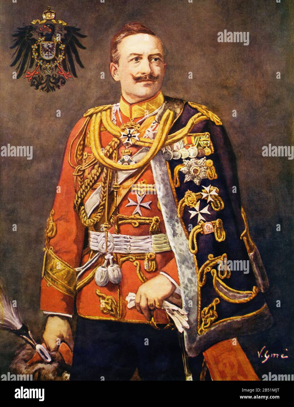 Ritratto a colori di Guglielmo II di Germania. Wilhelm II Friedrich Wilhelm Viktor Albrecht von Preußen (Berlino 1859 - Doorn 1941), fu l'ultimo imperatore o. Foto Stock