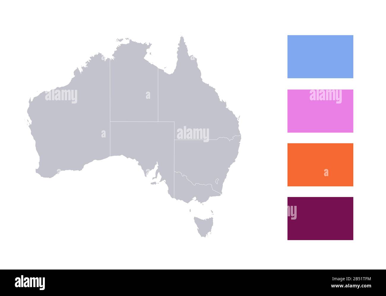 Infografica della mappa Australia, singoli stati vuoti Foto Stock