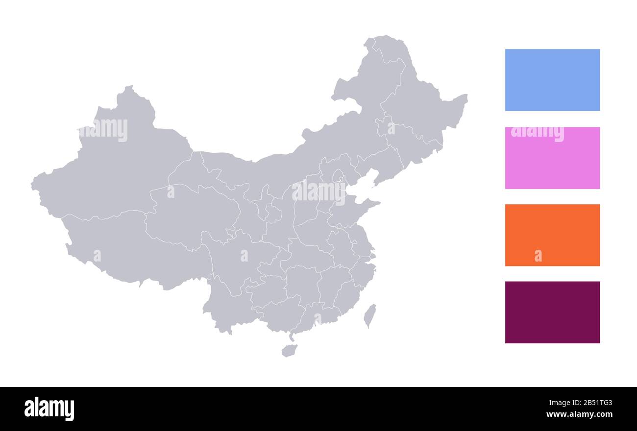 Infografica della mappa cinese, divisioni amministrative, vuoto Foto Stock