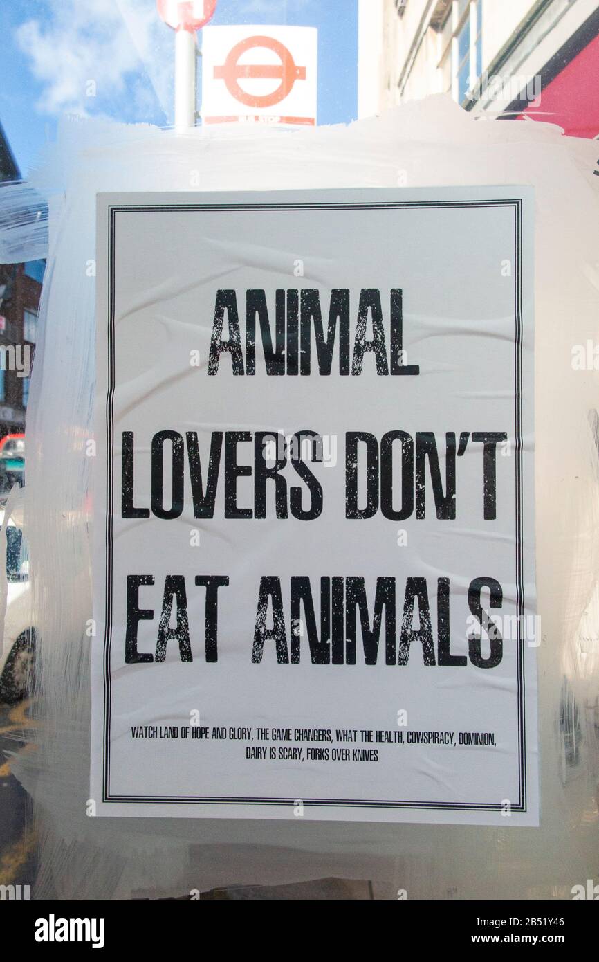 Gli Amanti degli animali non Mangiano il poster Degli Animali a Londra Foto Stock