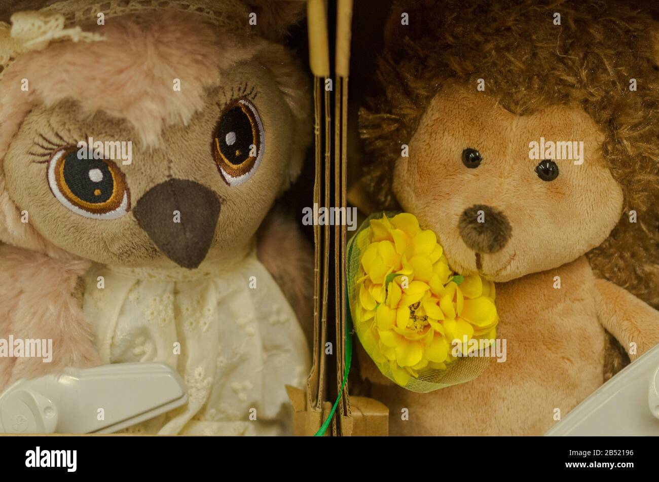 Giocattoli morbidi hedgehog e gufo regalo per bambini e adulti Foto Stock