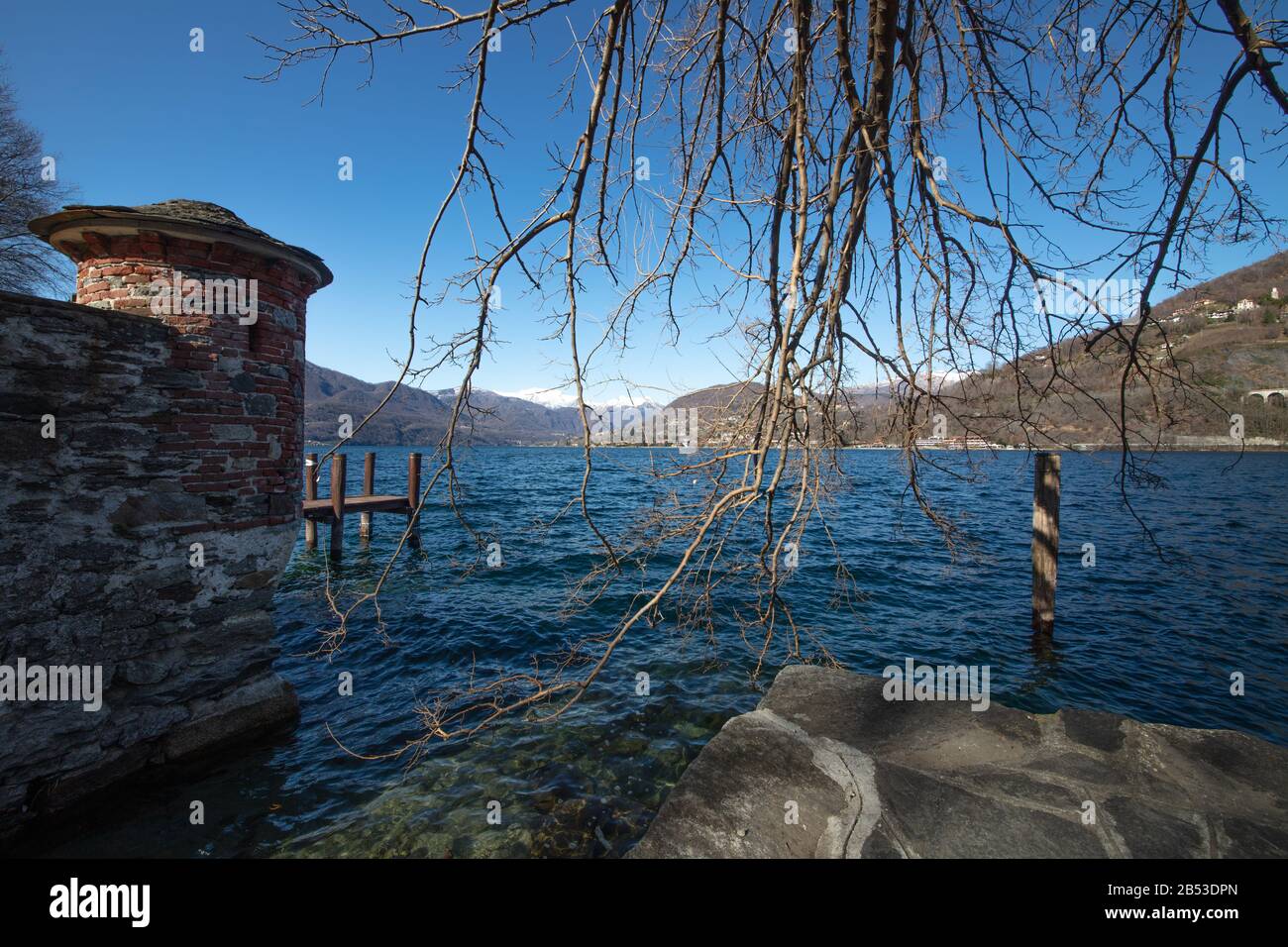 Una fantastica vista sul Lago d'Orta, Piemonte, Lombardia, Italia Foto Stock