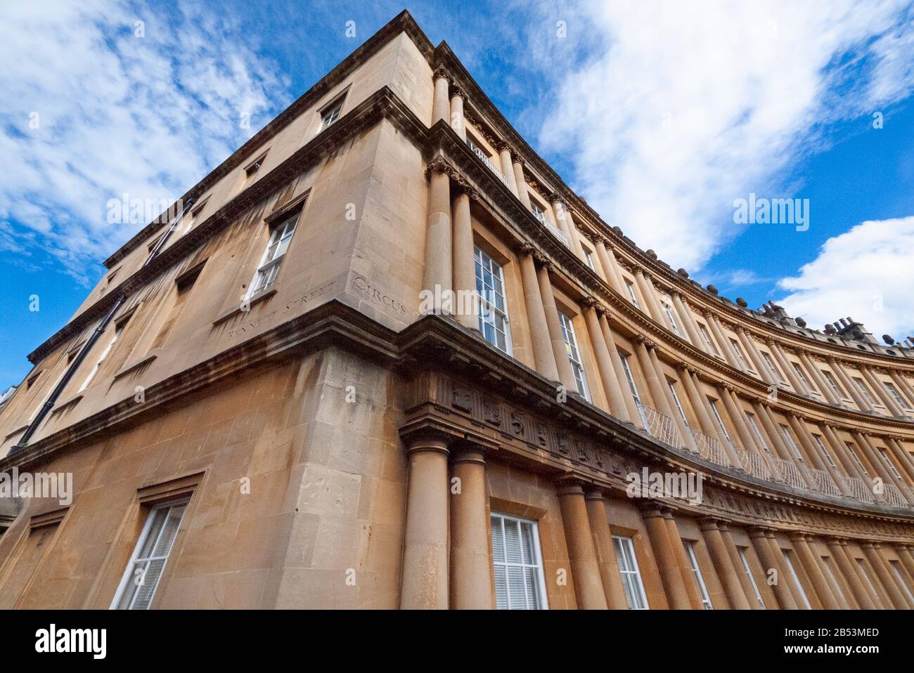 Le case cittadine georgiane curve del Circus, Bath, Somerset Foto Stock
