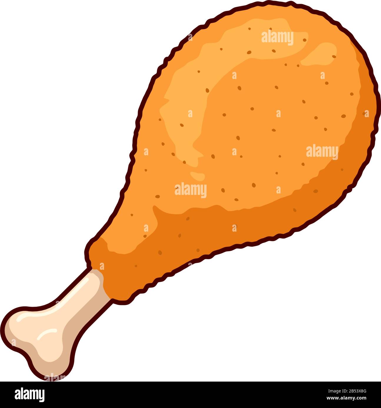 Gamba di pollo croccante fritto. Cartone animato arrosto fast food battersticks vettore isolato piatto illustrazione Illustrazione Vettoriale