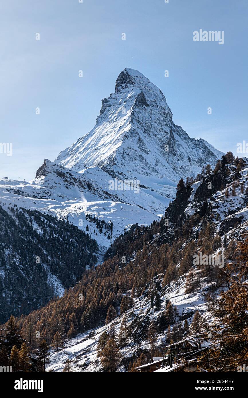 Vista sul Cervino da Zermatt in Svizzera Foto Stock