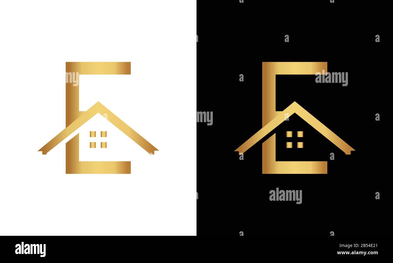 Lettera e e vettore logo tetto Illustrazione Vettoriale