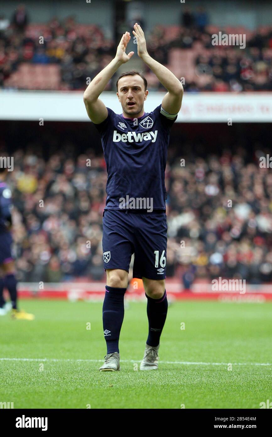 Londra, Regno Unito. 07th Mar, 2020. Mark Noble of West Ham United durante la partita della Premier League tra Arsenal e West Ham United allo stadio Emirates il 7th marzo 2020 a Londra, Inghilterra. (Foto di Mick Kearns/phcimages.com) Credit: PHC Images/Alamy Live News Foto Stock