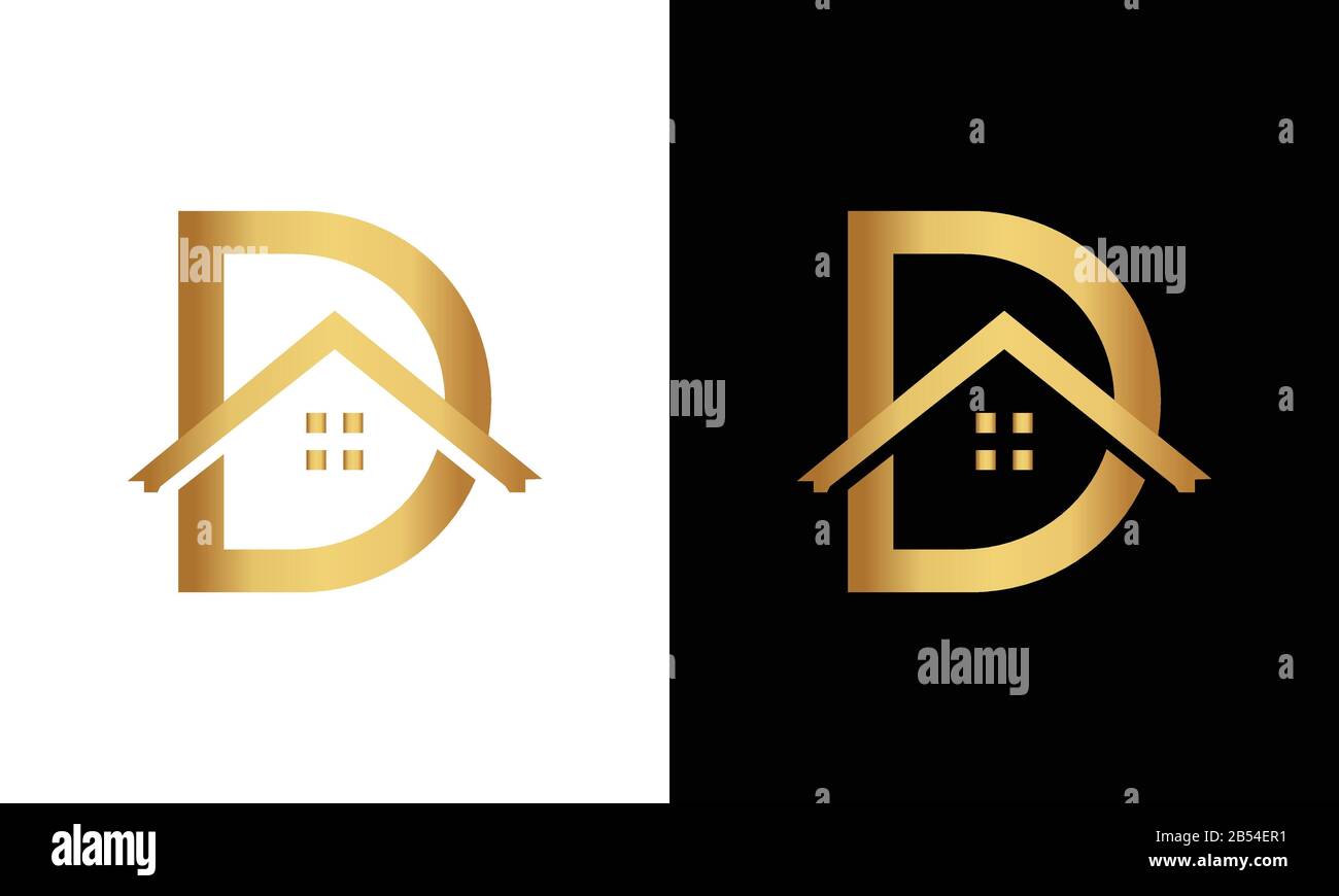 Lettera D e vettore logo tetto Illustrazione Vettoriale