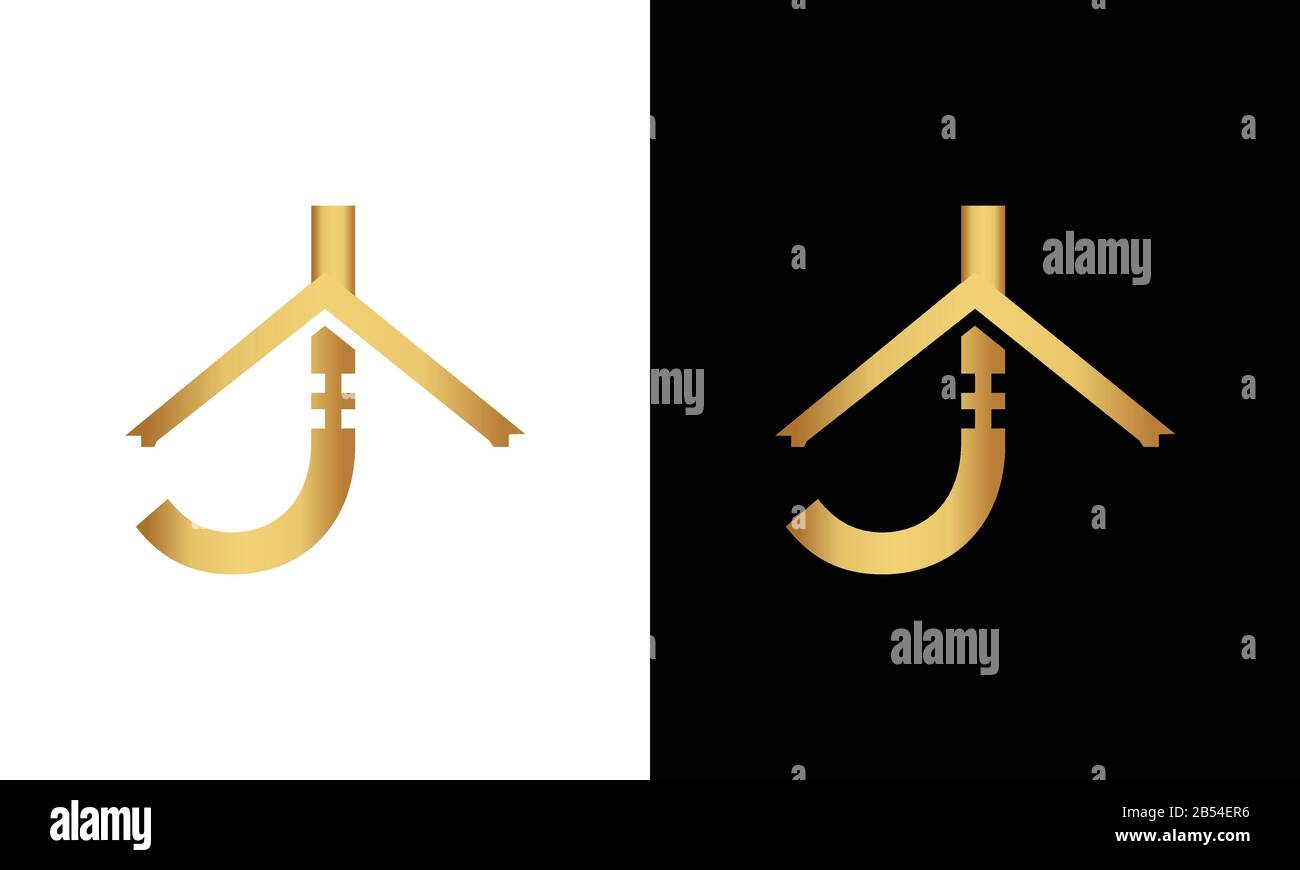Lettera J e vettore logo tetto Illustrazione Vettoriale