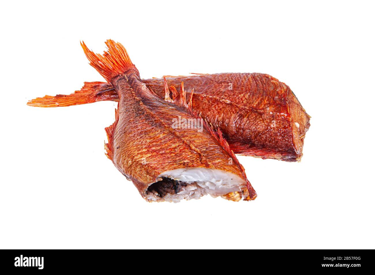 Pesce rosso affumicato su un isolato sfondo studio Foto Stock
