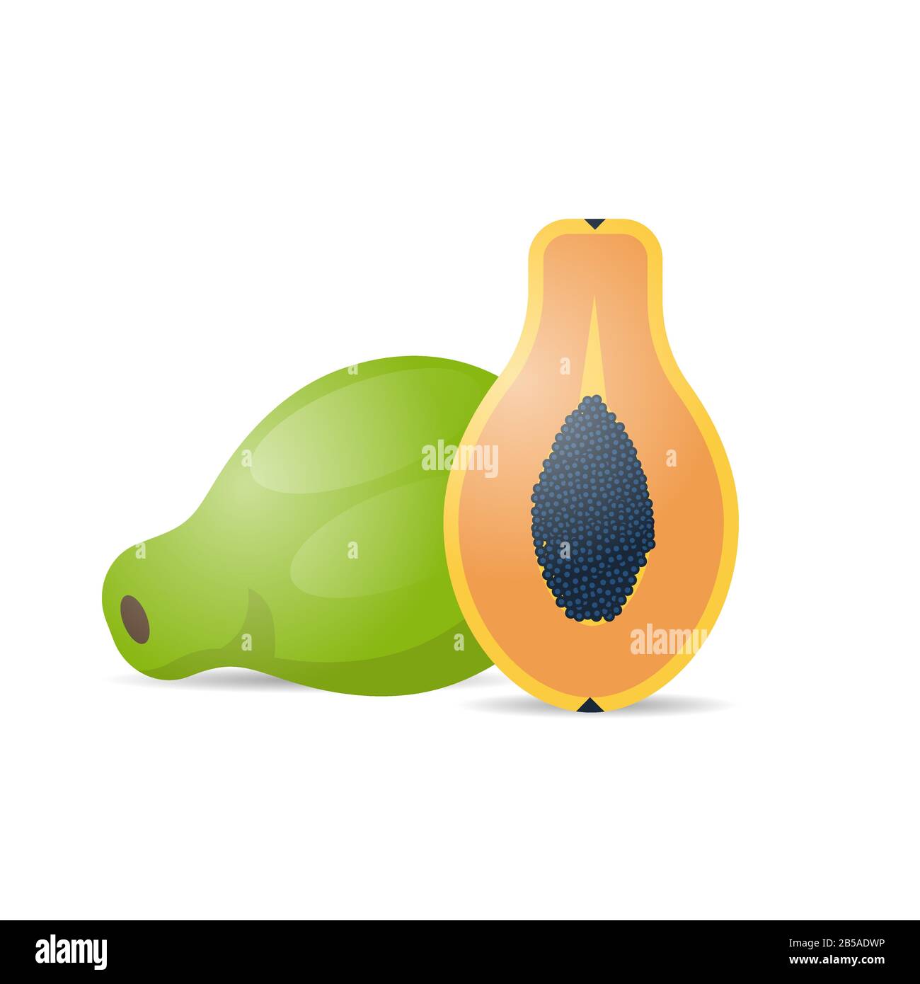 papaia fresca succosa icona gustosa frutta matura isolato su sfondo bianco sano concetto di cibo vettore illustrazione Illustrazione Vettoriale