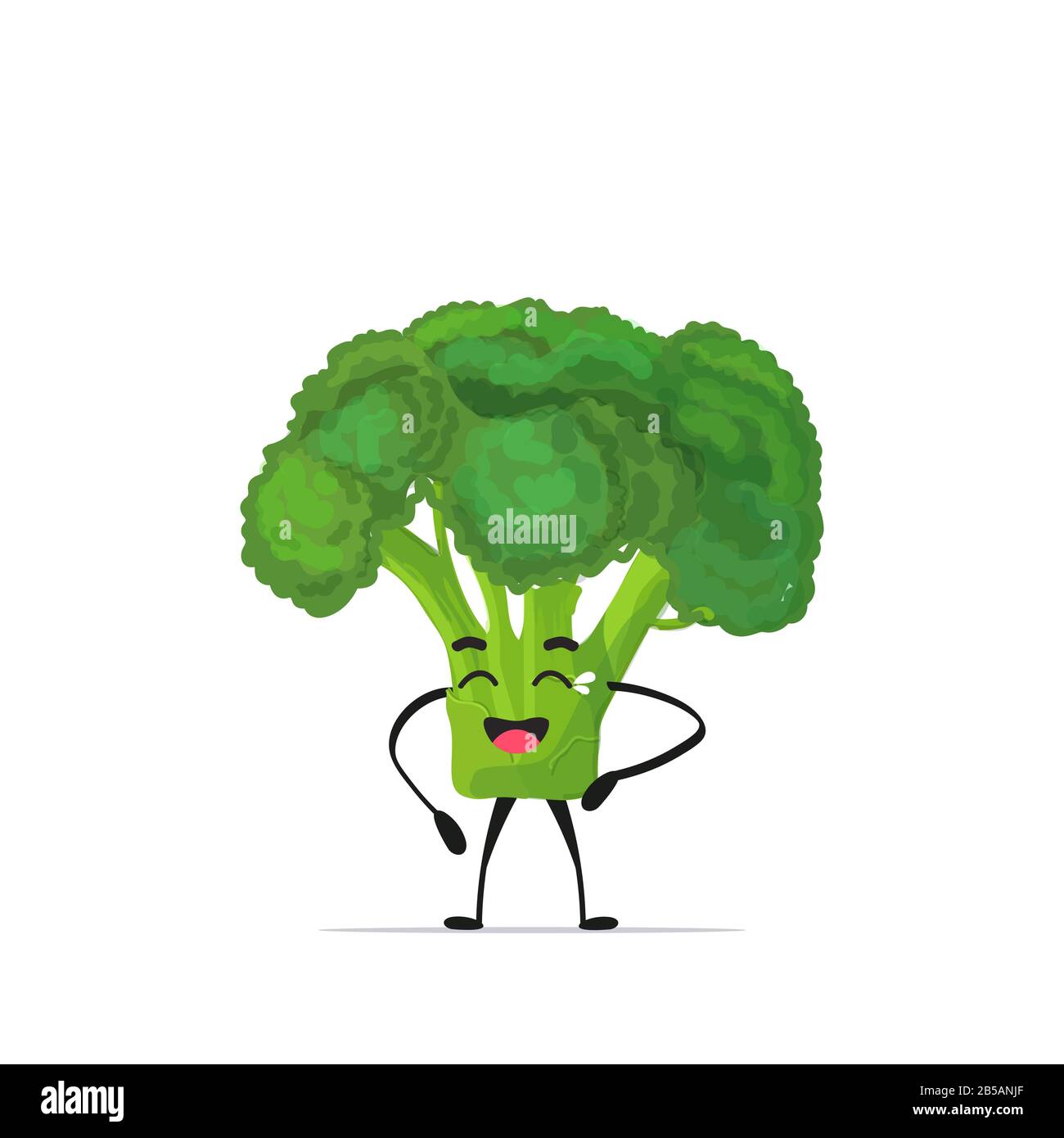 carino broccoli personaggio cartoon mascotte verdura sano concetto di cibo isolato vettore illustrazione Illustrazione Vettoriale