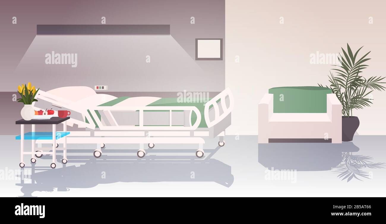 moderna clinica terapia intensiva sala vuota nessun ospedale reparto interno orizzontale vettore illustrazione Illustrazione Vettoriale
