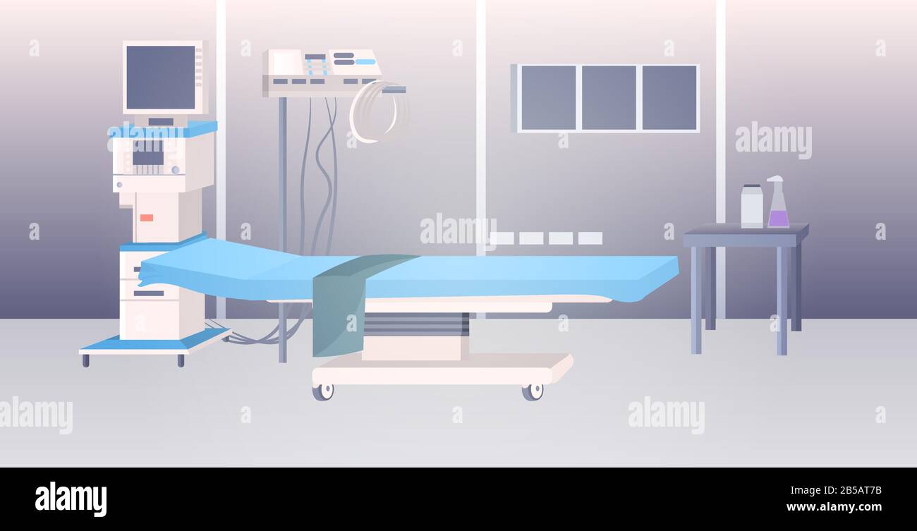 moderna clinica terapia intensiva sala vuota nessun ospedale reparto interno orizzontale vettore illustrazione Illustrazione Vettoriale