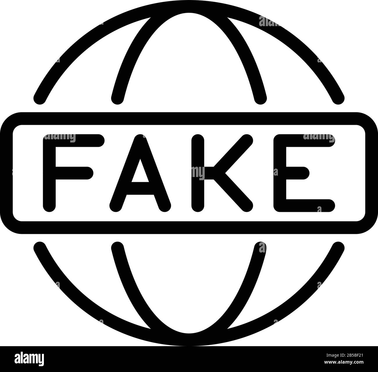 Falsa icona di media globali, stile di contorno Illustrazione Vettoriale