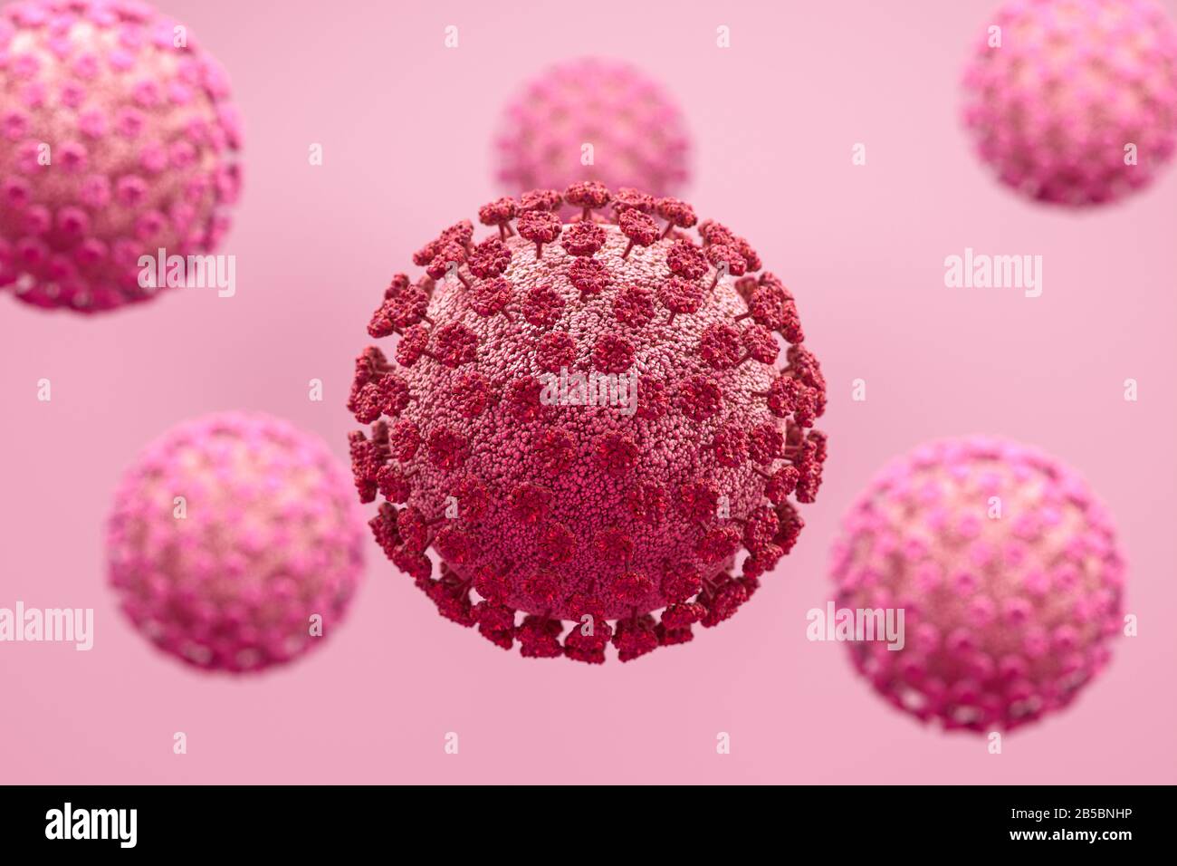 Rendering 3D con virus Corona Foto Stock