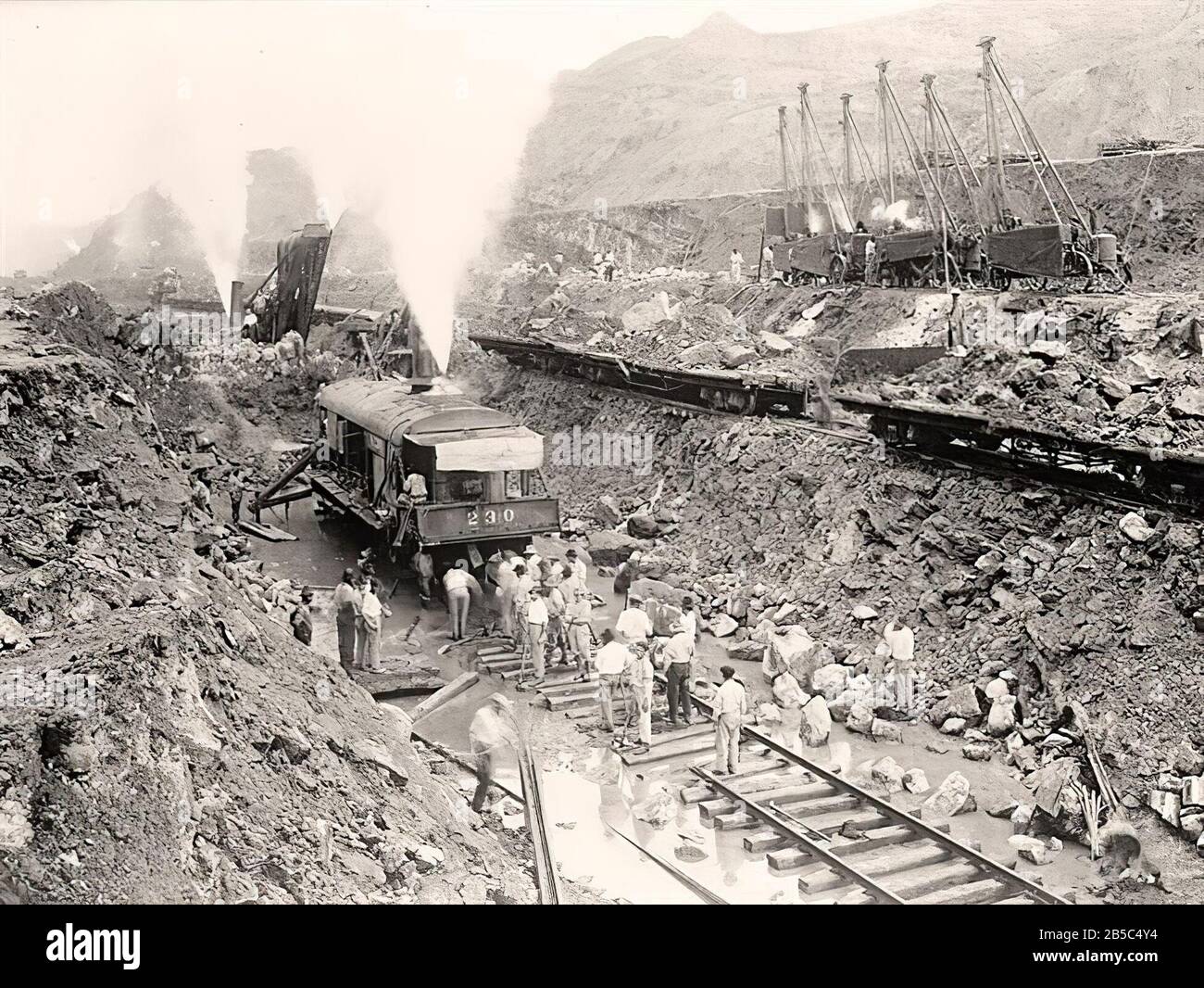 La costruzione del canale di Panama opera all'inizio del 20th secolo Foto Stock