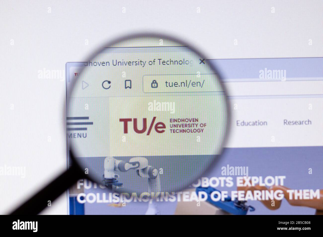 Los Angeles, California, Stati Uniti - 7 marzo 2020: Logo della homepage del sito web dell'Università della tecnologia di Eindhoven visibile in primo piano, A Scopo Illustrativo Foto Stock