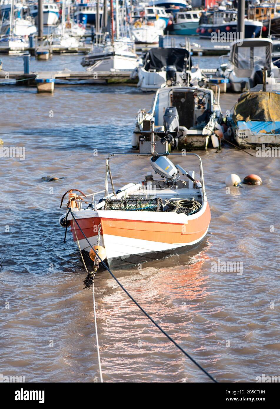 Bridlington Harbour East Yorkshire Coast Uk Fishing Boats Seascape Foto Stock