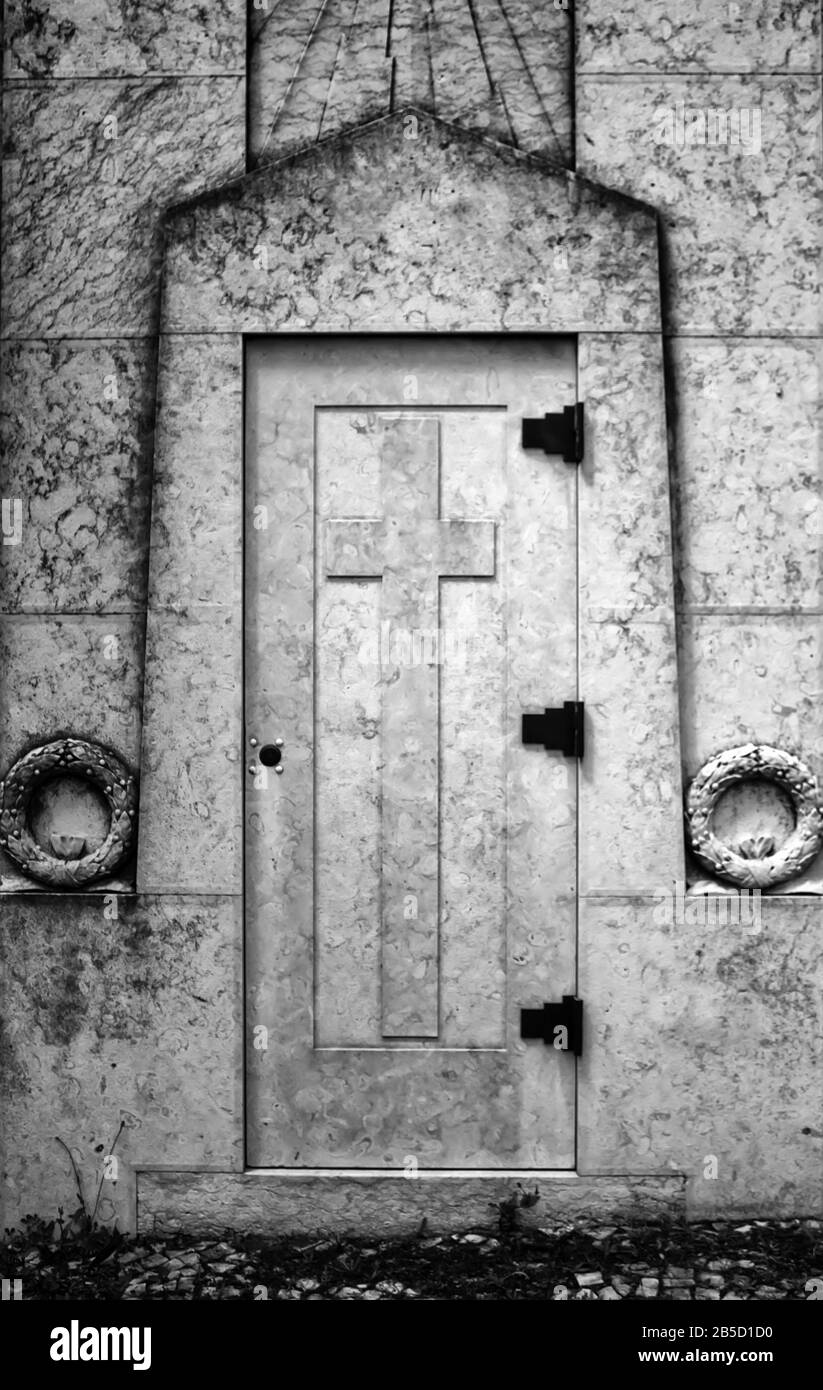 Nicchia di pietra nel cimitero, costruzione, la morte e la religione Foto Stock