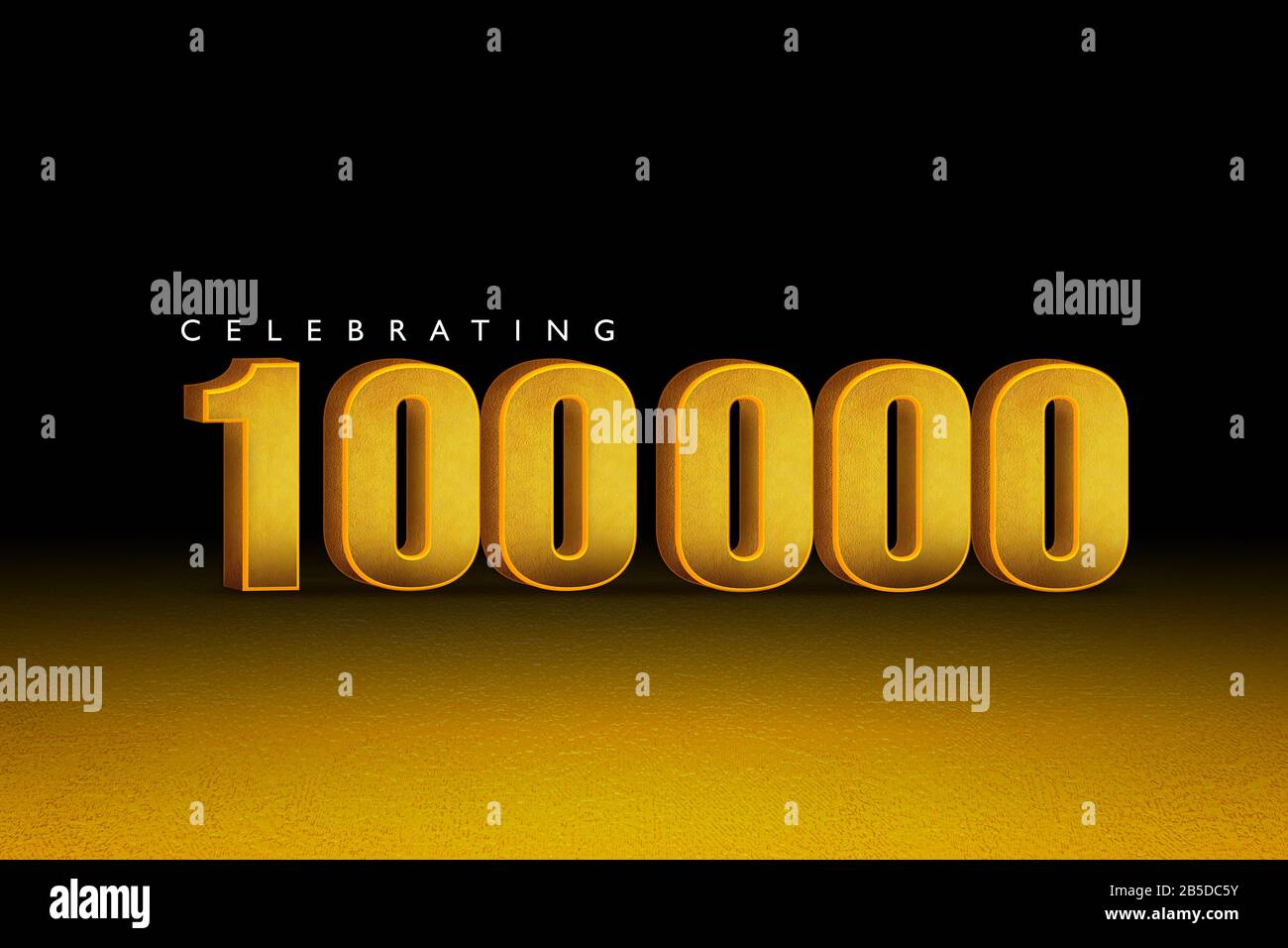 3D rendering di celebrare 100000 banner. Grazie follower scheda di congratulazioni. Illustrazione 3D per i social media Foto Stock