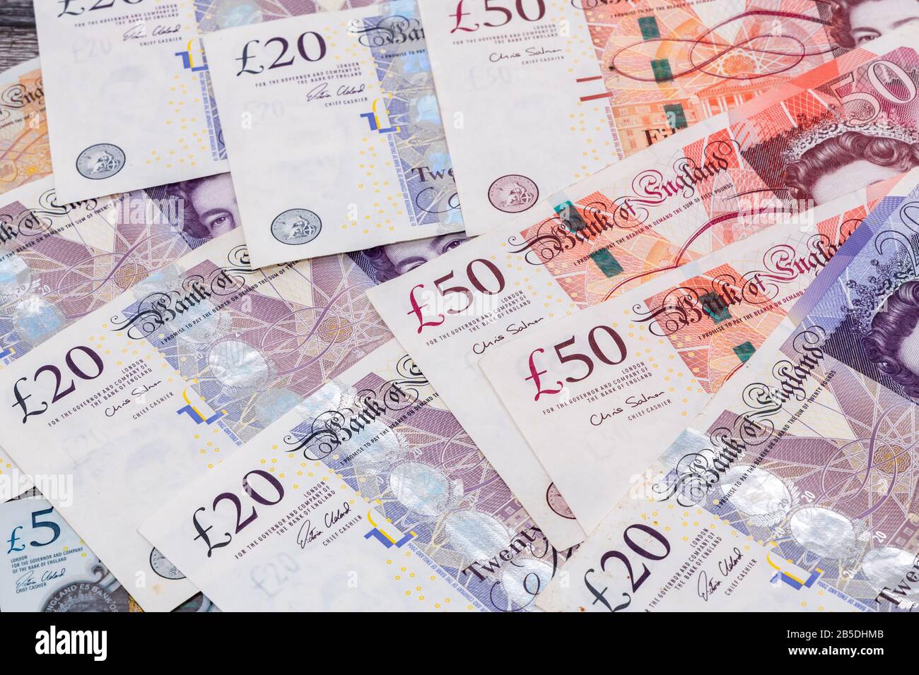 Banconote in valuta del Regno Unito Foto Stock