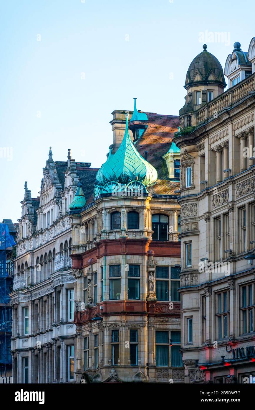 Edifici Edoardiani Su Castle Street Nel Centro Di Liverpool Foto Stock