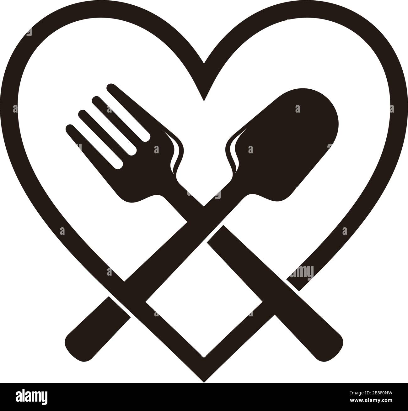 amore mangiare cucchiaio forcella semplici linee arte decorazione vettore simbolo Illustrazione Vettoriale