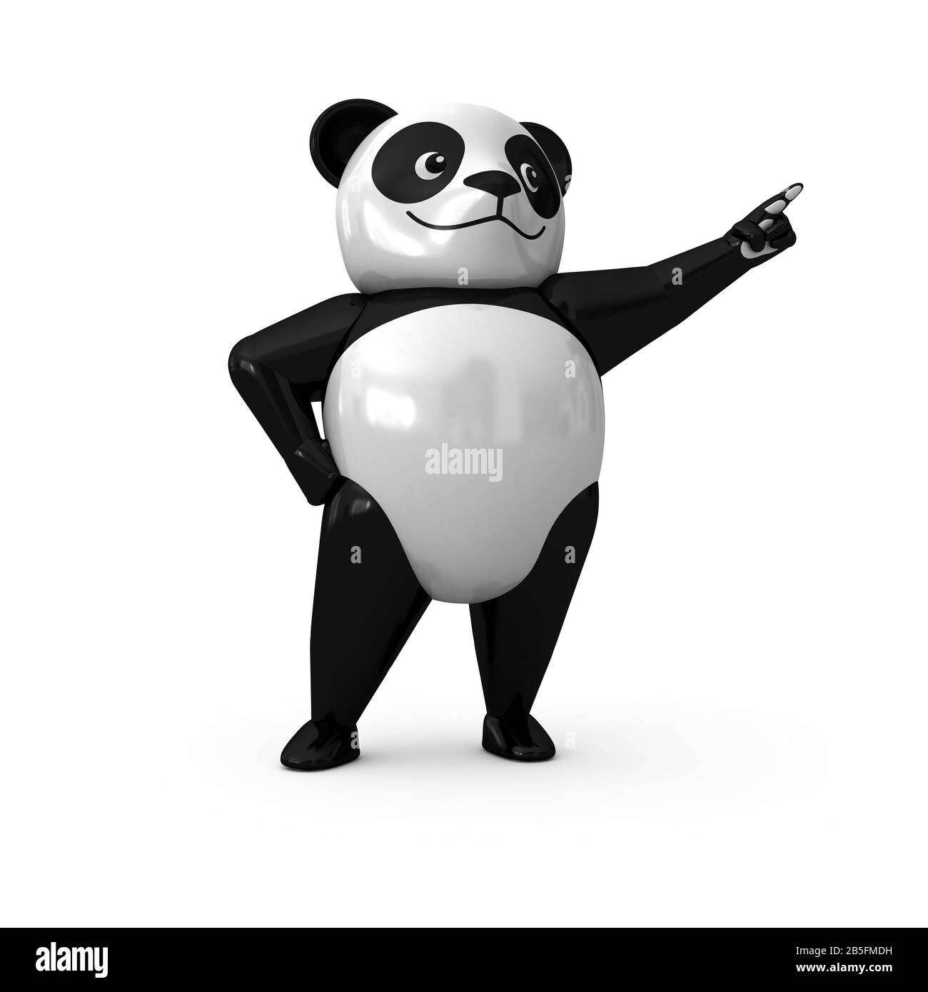 3d Panda Plastic Toy (Toy Art) In Piedi E Rivolto Verso Lo Sky. Illustrazione Del Disegno Del Personaggio Di Cartoon 3d. Foto Stock